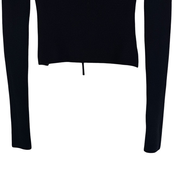 CAMILA COELHO Ribbed Knit Cropped M Black Cutout Open Back Mock Neck Long Sleeve - Picture 5 of 15